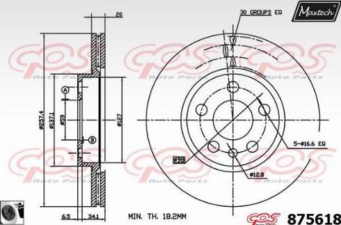 Maxtech 875618.0060 - Гальмівний диск autocars.com.ua