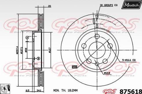 Maxtech 875618.0080 - Гальмівний диск autocars.com.ua