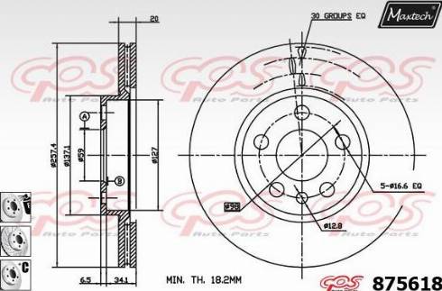 Maxtech 875618.6980 - Гальмівний диск autocars.com.ua