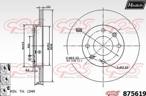 Maxtech 875619.6980 - Гальмівний диск autocars.com.ua