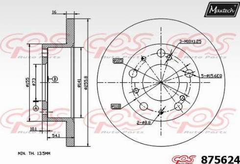 Maxtech 875624.0000 - Гальмівний диск autocars.com.ua