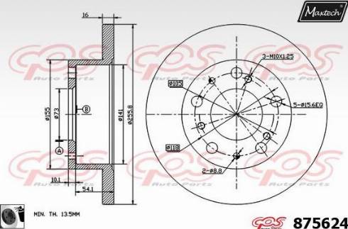 Maxtech 875624.0060 - Гальмівний диск autocars.com.ua