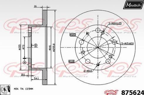 Maxtech 875624.0080 - Гальмівний диск autocars.com.ua