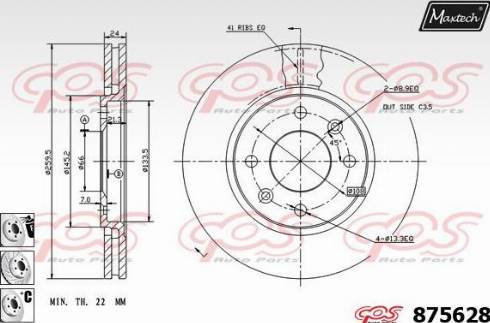 Maxtech 875628.6880 - Гальмівний диск autocars.com.ua