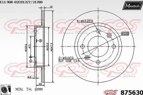 Maxtech 875630.0060 - Гальмівний диск autocars.com.ua