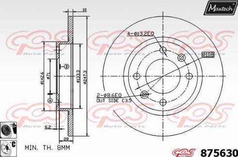 Maxtech 875630.6060 - Гальмівний диск autocars.com.ua