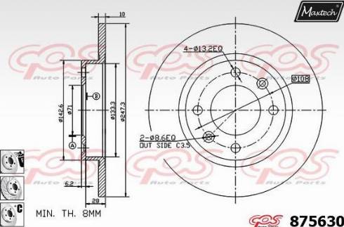 Maxtech 875630.6980 - Гальмівний диск autocars.com.ua