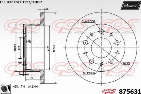 Maxtech 875631.0060 - Гальмівний диск autocars.com.ua