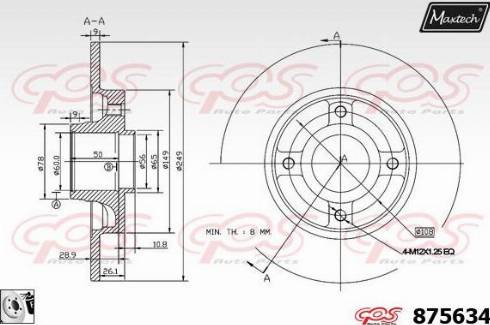 Maxtech 875634.0085 - Гальмівний диск autocars.com.ua