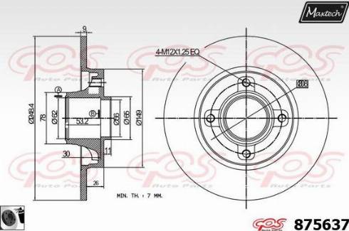 Maxtech 875637.0065 - Гальмівний диск autocars.com.ua