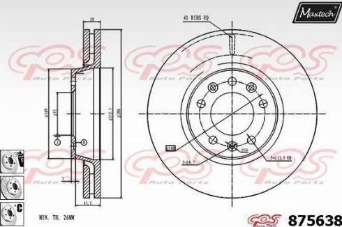 Maxtech 875638.6880 - Гальмівний диск autocars.com.ua