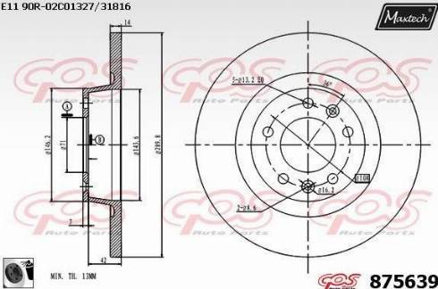 Maxtech 875639.0060 - Гальмівний диск autocars.com.ua