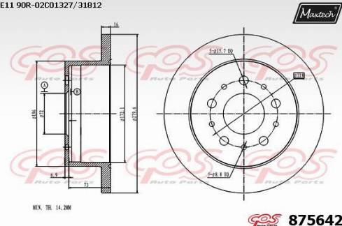 Maxtech 875642.0000 - Гальмівний диск autocars.com.ua