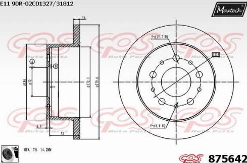 Maxtech 875642.0060 - Гальмівний диск autocars.com.ua