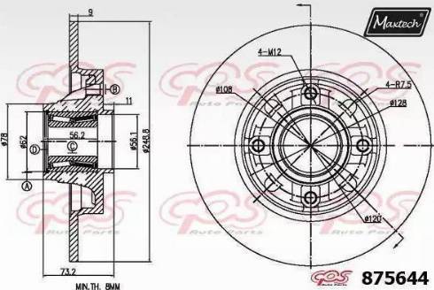 Maxtech 875644.0005 - Тормозной диск autodnr.net