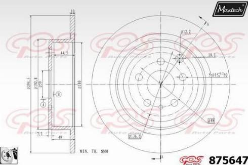 Maxtech 875647.0080 - Гальмівний диск autocars.com.ua