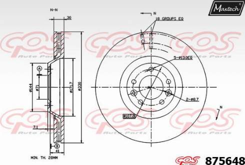 Maxtech 875648.0000 - Гальмівний диск autocars.com.ua