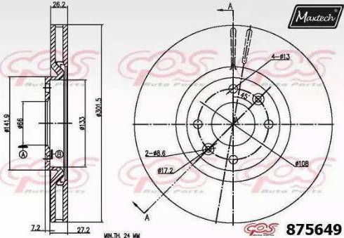 Maxtech 875649.6980 - Гальмівний диск autocars.com.ua