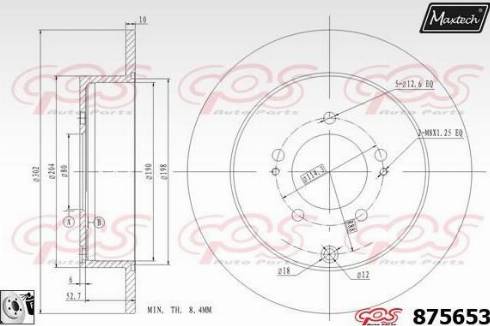 Maxtech 875653.0080 - Гальмівний диск autocars.com.ua