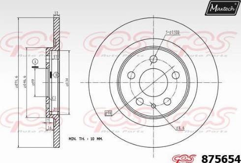 Maxtech 875654.0000 - Гальмівний диск autocars.com.ua