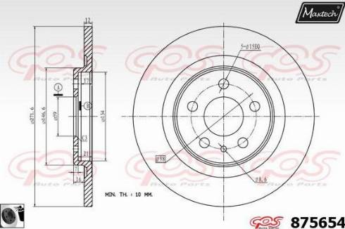 Maxtech 875654.0060 - Гальмівний диск autocars.com.ua