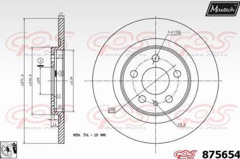 Maxtech 875654.0080 - Гальмівний диск autocars.com.ua