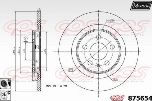 Maxtech 875654.6060 - Гальмівний диск autocars.com.ua