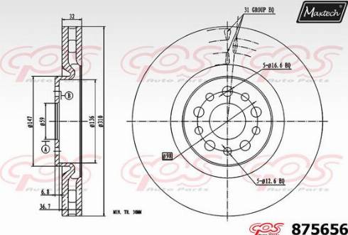 Maxtech 875656.0000 - Гальмівний диск autocars.com.ua