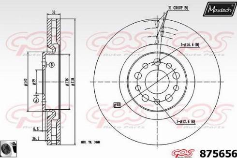 Maxtech 875656.0060 - Гальмівний диск autocars.com.ua