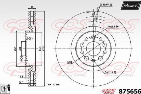 Maxtech 875656.0080 - Гальмівний диск autocars.com.ua