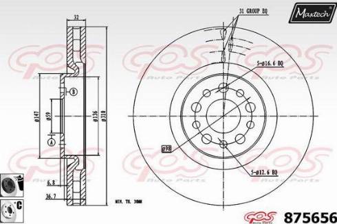 Maxtech 875656.6060 - Гальмівний диск autocars.com.ua