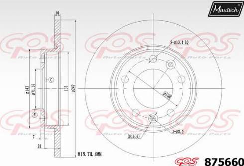 Maxtech 875660.0000 - Гальмівний диск autocars.com.ua