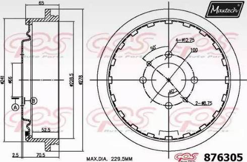 Maxtech 876305.0000 - Гальмівний барабан autocars.com.ua