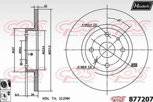 Maxtech 877207.6060 - Гальмівний диск autocars.com.ua