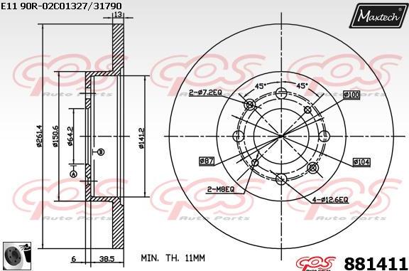 Maxtech 877208 - Гальмівний диск autocars.com.ua