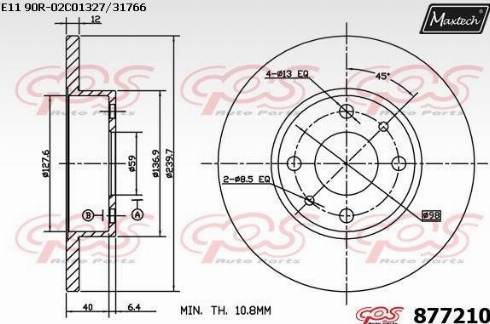 Maxtech 877210.0000 - Гальмівний диск autocars.com.ua