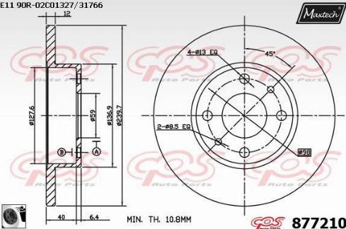 Maxtech 877210.0060 - Гальмівний диск autocars.com.ua