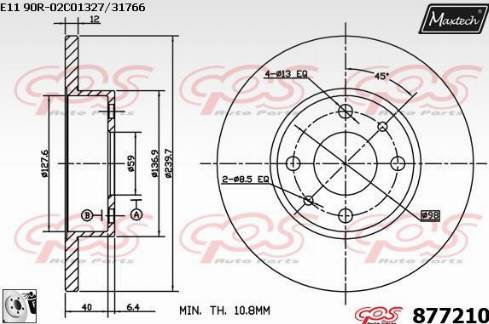 Maxtech 877210.0080 - Гальмівний диск autocars.com.ua