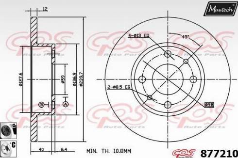 Maxtech 877210.6060 - Гальмівний диск autocars.com.ua