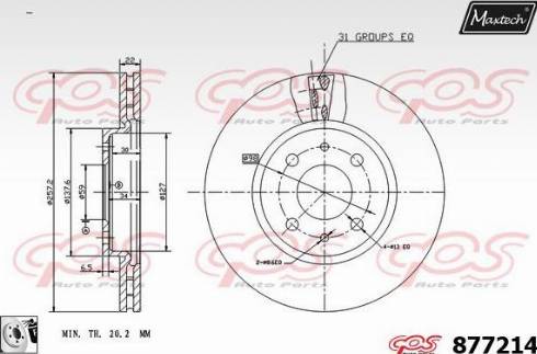 Maxtech 877214.0080 - Гальмівний диск autocars.com.ua