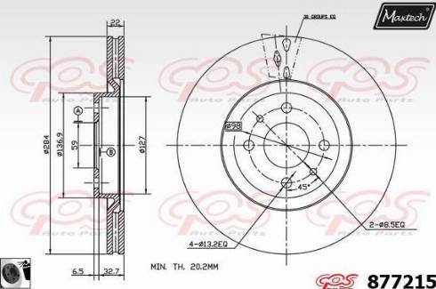 Maxtech 877215.0060 - Гальмівний диск autocars.com.ua