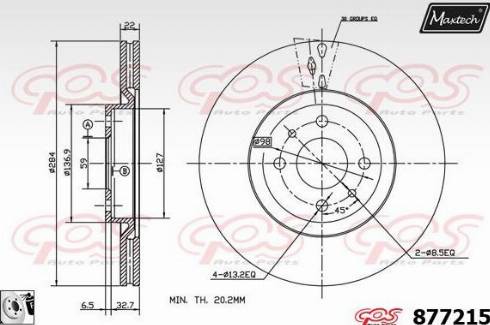 Maxtech 877215.0080 - Гальмівний диск autocars.com.ua