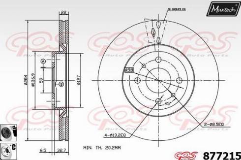 Maxtech 877215.6060 - Гальмівний диск autocars.com.ua