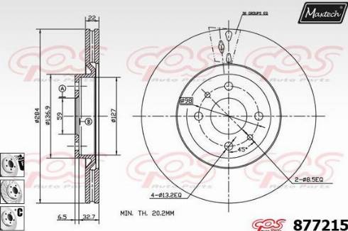 Maxtech 877215.6880 - Гальмівний диск autocars.com.ua