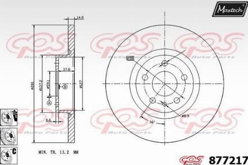 Maxtech 877217.6880 - Гальмівний диск autocars.com.ua