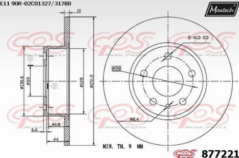 Maxtech 877221.0000 - Гальмівний диск autocars.com.ua