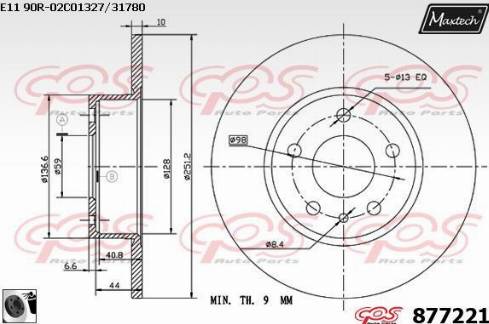 Maxtech 877221.0060 - Гальмівний диск autocars.com.ua