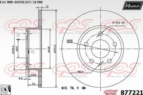 Maxtech 877221.0080 - Гальмівний диск autocars.com.ua