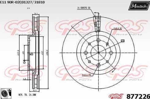 Maxtech 877226.0060 - Гальмівний диск autocars.com.ua