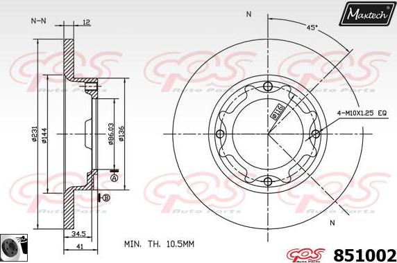 Maxtech 877227 - Гальмівний диск autocars.com.ua